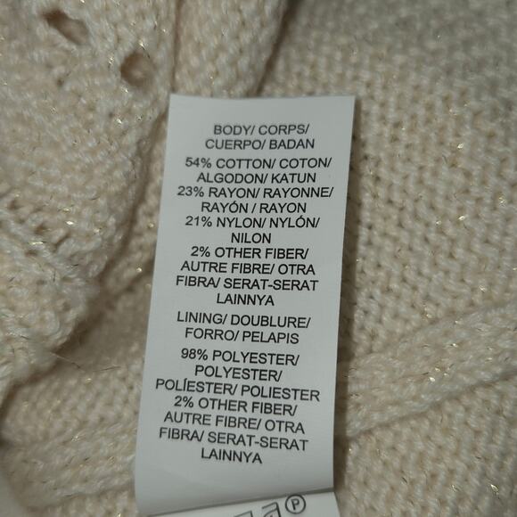 Lucky Brand XS Cream Layered Sweater Sheer Back Panel Knit Coquette Romantic - Picture 11 of 12